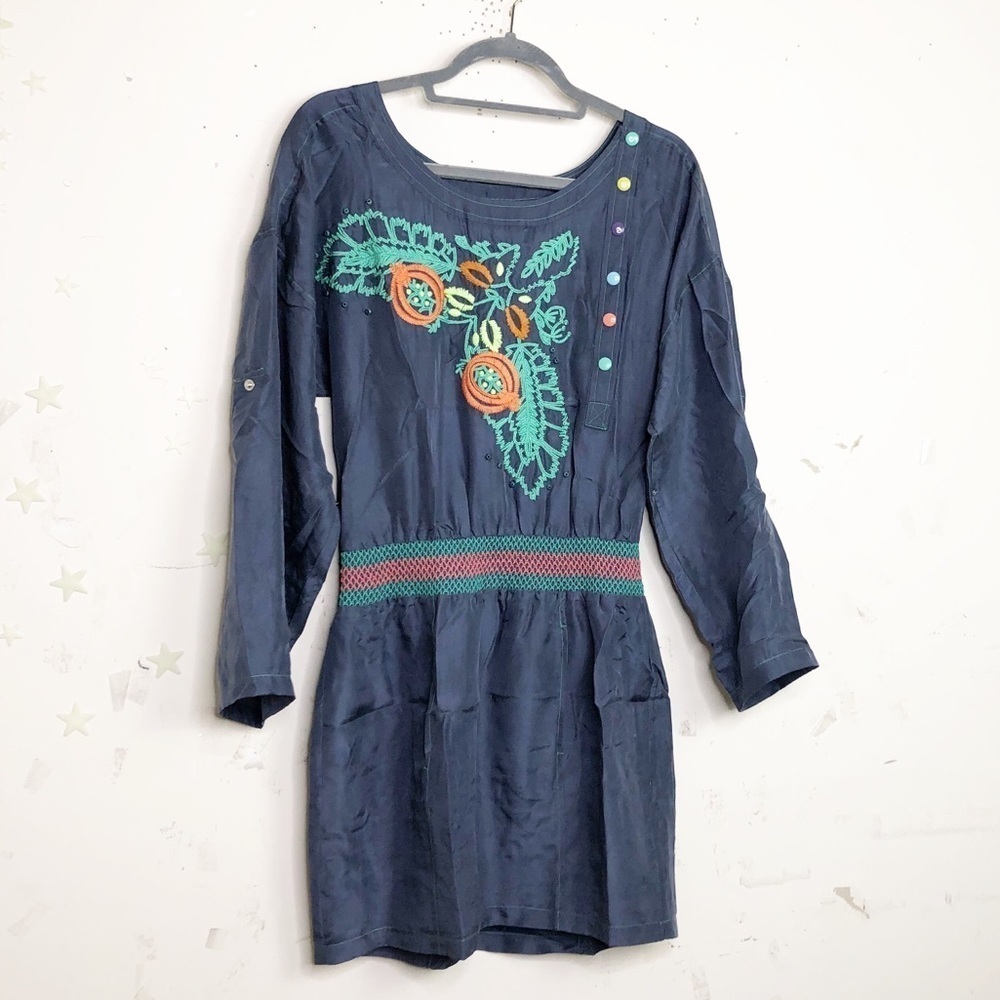 PLENTY by Tracy Reese blue silk embroidered mini dress - Picture 7 of 13